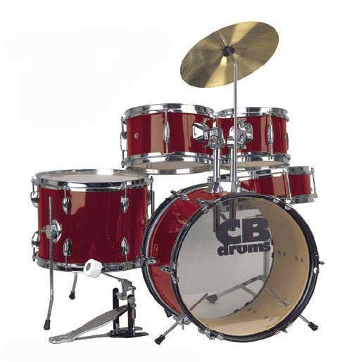 Junior 5-Piece Drum Kit with Hi-Hat, Crash, Hardware & Throne - Red